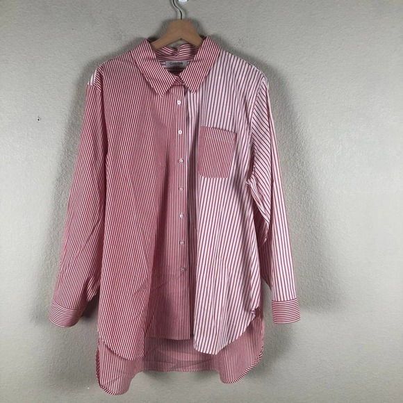 Calvin Klein Tops - CALVIN Klein Shirt Red White Striped Colorblock Collared Trendy Size 1X Large